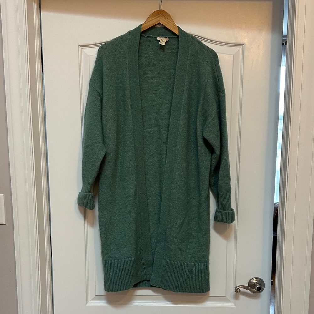 Women's Green Open Front Cardigan